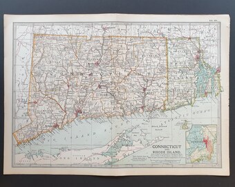 Connecticut and Rhode Island - Original 1902 map