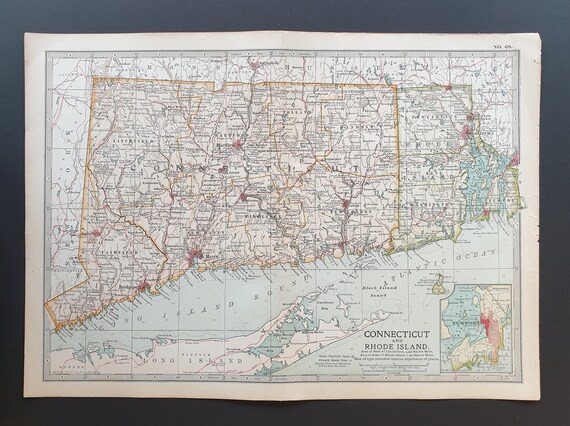 Connecticut and Rhode Island - Original 1902 map