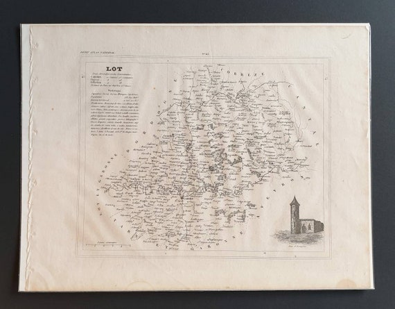 Original 1841 French department map - Lot