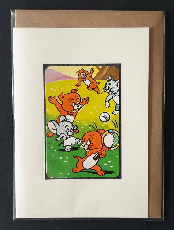 Original vintage Tom and Jerry card - Tennis