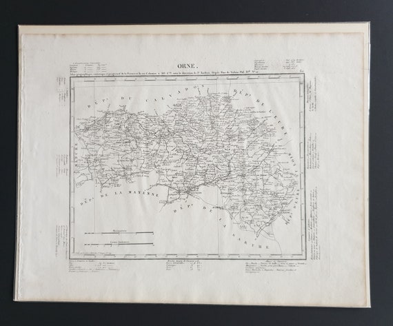 Original 1854 French department map - Orne