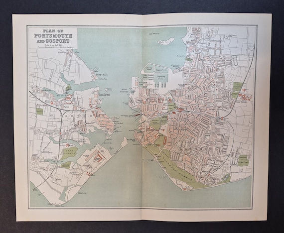 Portsmouth and Gosport - Original 1895 County Map