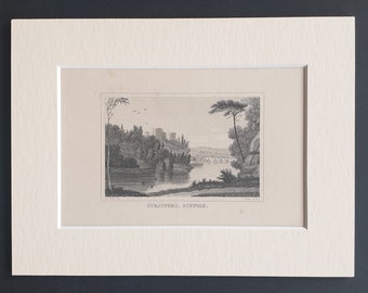 Stratford, Suffolk - Original c1842 engraving in mount