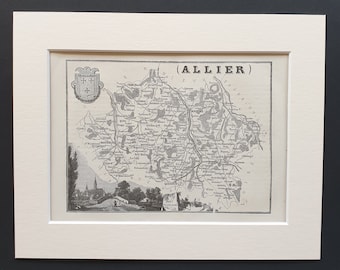 Allier - Original 1865 map in mount