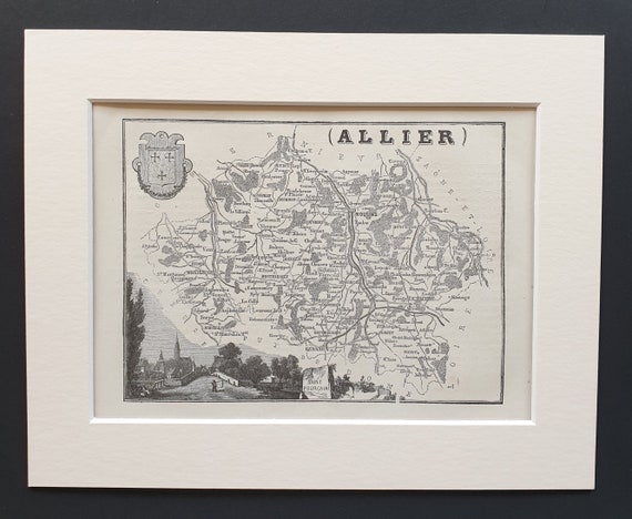 Allier - Original 1865 map in mount