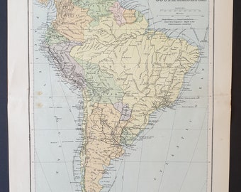 Political map of South America - Original 1902 map