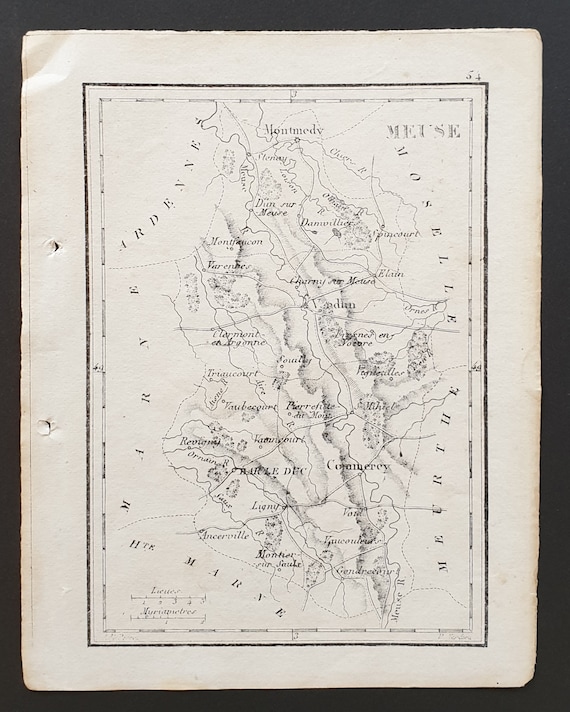 Meuse - Original 1815 small French Department map