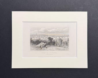 Town Of Leicester, Leicestershire - Original 1843 Antique Print