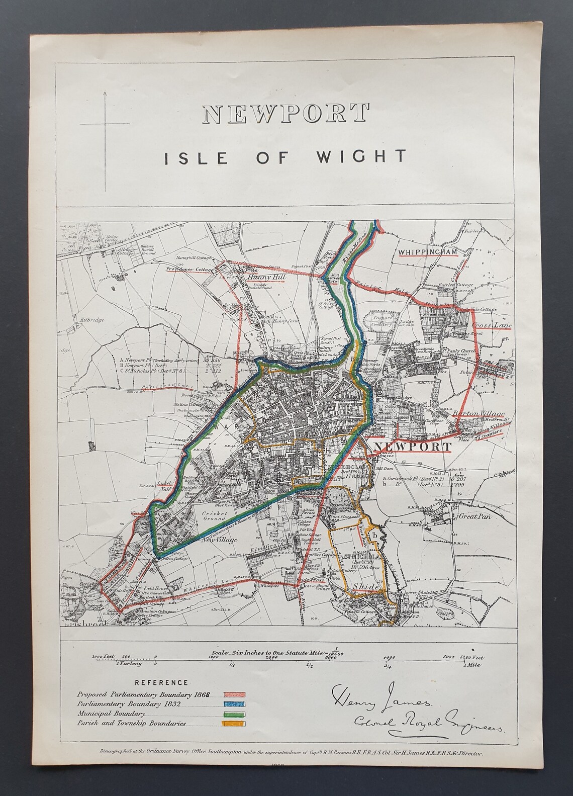 Newport Isle of Wight Original 1868 Zincograph Map Etsy