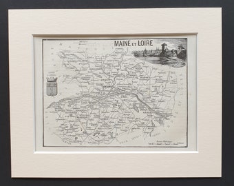 Maine et Loire - Original 1865 map in mount