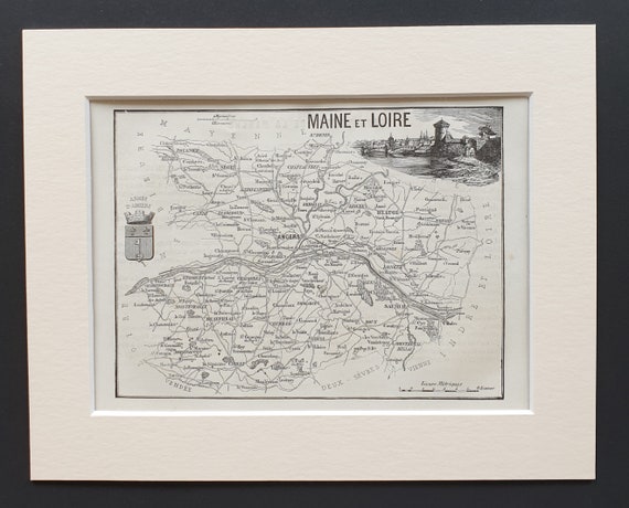 Maine et Loire - Original 1865 map in mount