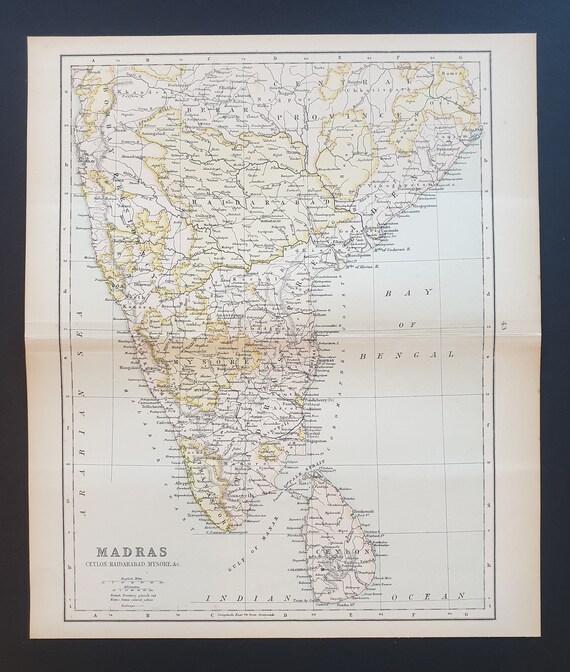 Madras (Ceylon, Haidarabad, Mysore etc) - Original 1898 map