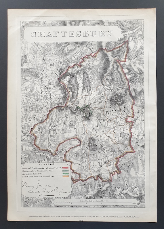 Shaftesbury - Original 1868 Zincograph map