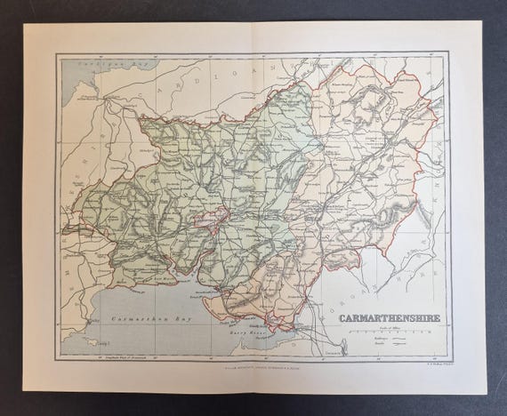 Carmarthenshire - Original 1895 County Map