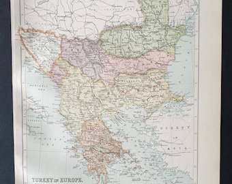 Turkey in Europe - Original 1903 map