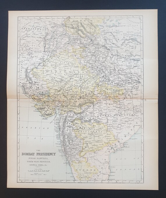 The Bombay Presidency (Punjab, Rajputana, NW Provinces, Central India etc) - Original 1898 map