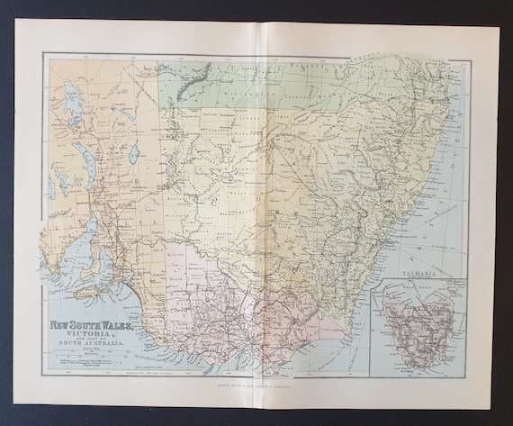 New South Wales, Victoria and part of South Australia - Original 1902 map