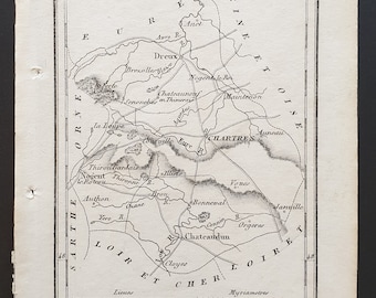 Eure et Loir - Original 1815 small French Department map