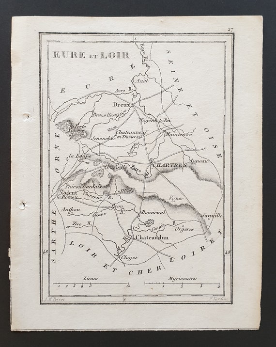 Eure et Loir - Original 1815 small French Department map