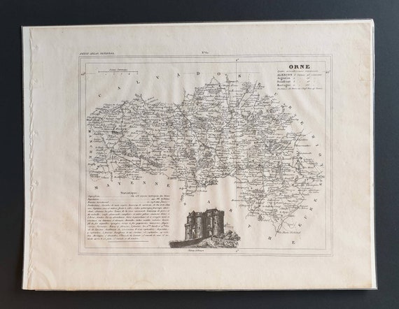 Original 1841 French department map - Orne