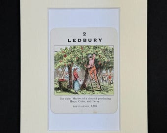 Ledbury - Original Vintage Counties of England Card in Mount