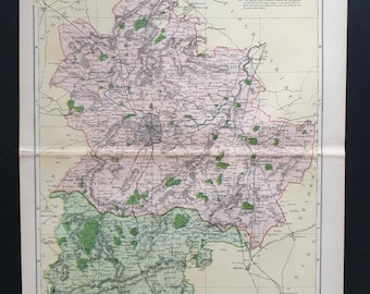 Bedfordshire - Original 1901 Large Antique County map