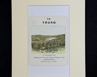 Truro - Original Vintage Counties of England Card in Mount
