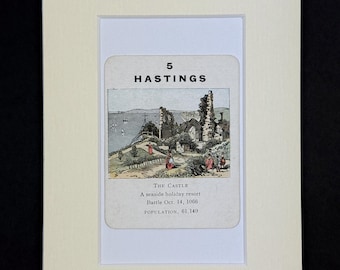 Hastings - Original Vintage Counties of England Card in Mount