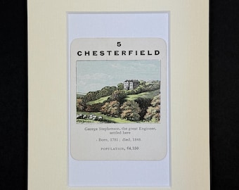 Chesterfield - Original Vintage Counties of England Card in Mount