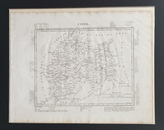 Cantal - Original 1854 French department map