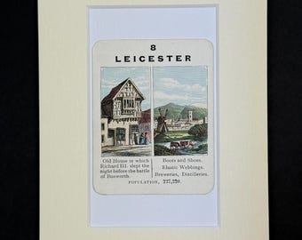 Leicester - Original Vintage Counties of England Card in Mount