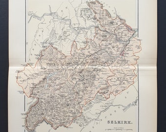 Selkirk - Original 1897 County map of Scotland