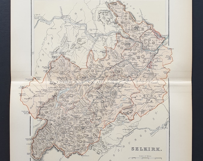 Selkirk - Original 1897 County map of Scotland