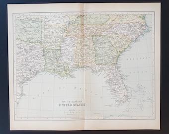 South Eastern United States - Original 1898 map