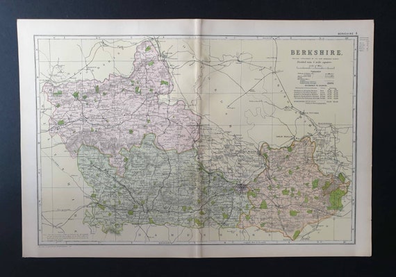 Original 1900 Large Antique County map - Berkshire