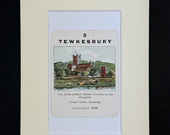 Tewkesbury - Original Vintage Counties of England Card in Mount