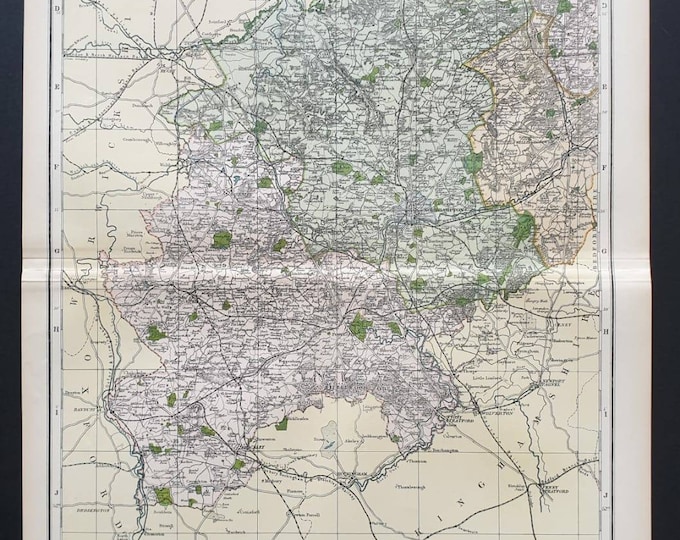 Original 1901 Large Antique County map - Northamptonshire