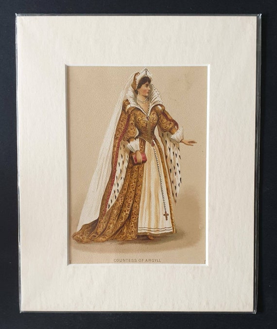 Original 1887 Fancy Dress Costume print - Countess of Argyll