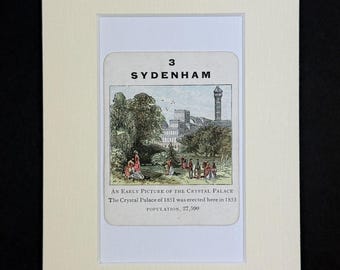 Sydenham - Original Vintage Counties of England Card in Mount