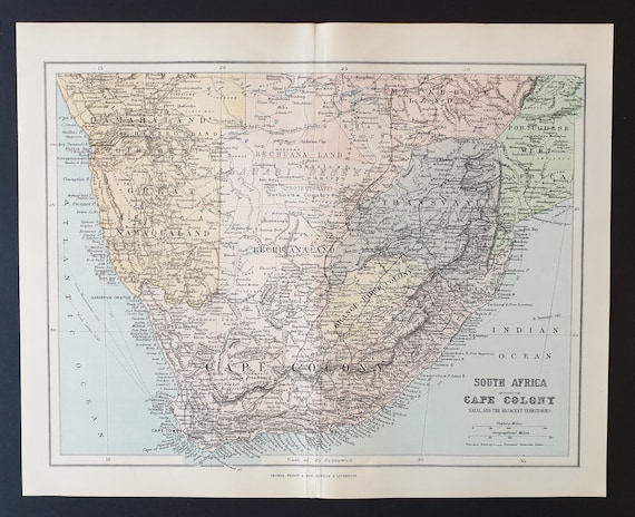 South Africa including the Cape Colony - Original 1902 map