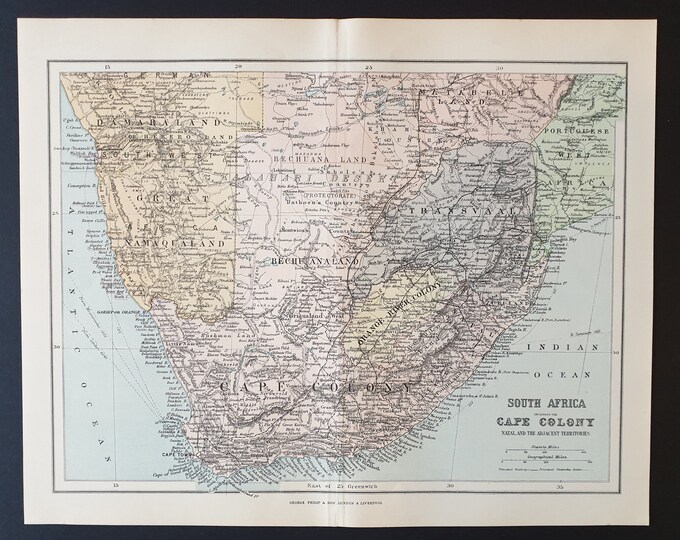 South Africa including the Cape Colony - Original 1902 map