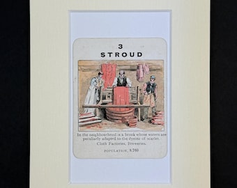 Stroud - Original Vintage Counties of England Card in Mount