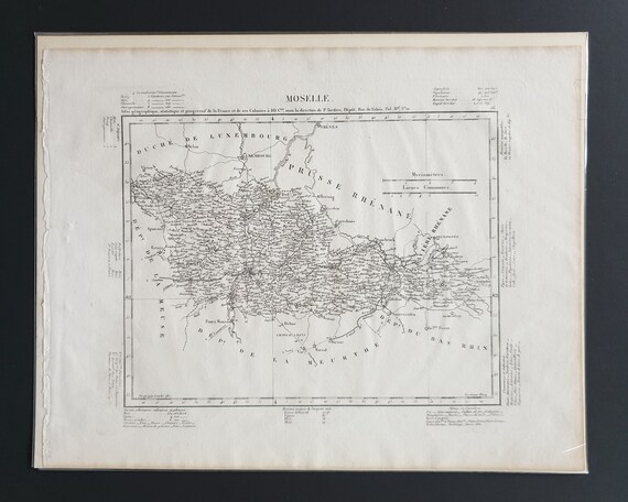 Original 1854 French department map - Moselle