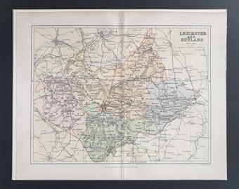 Leicester and Rutland - Original 1895 County Map