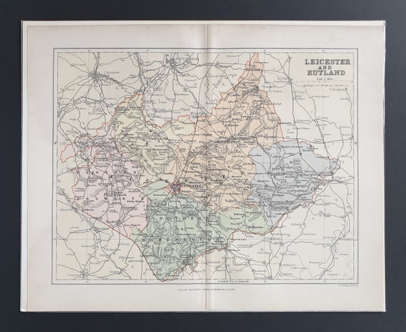 Leicester and Rutland - Original 1893 County map