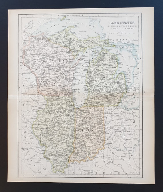 The Lake States - Original 1898 map