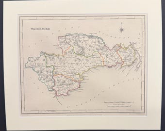 Waterford - Original 1850 Hand Coloured Map