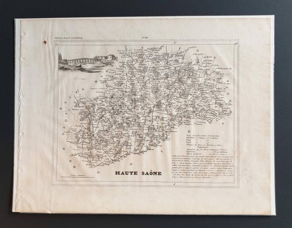 Original 1841 French department map - Haute Saone