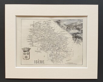Isère - Original 1865 map in mount