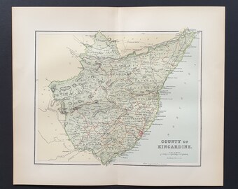 County of Kincardine - Original 1897 County map of Scotland